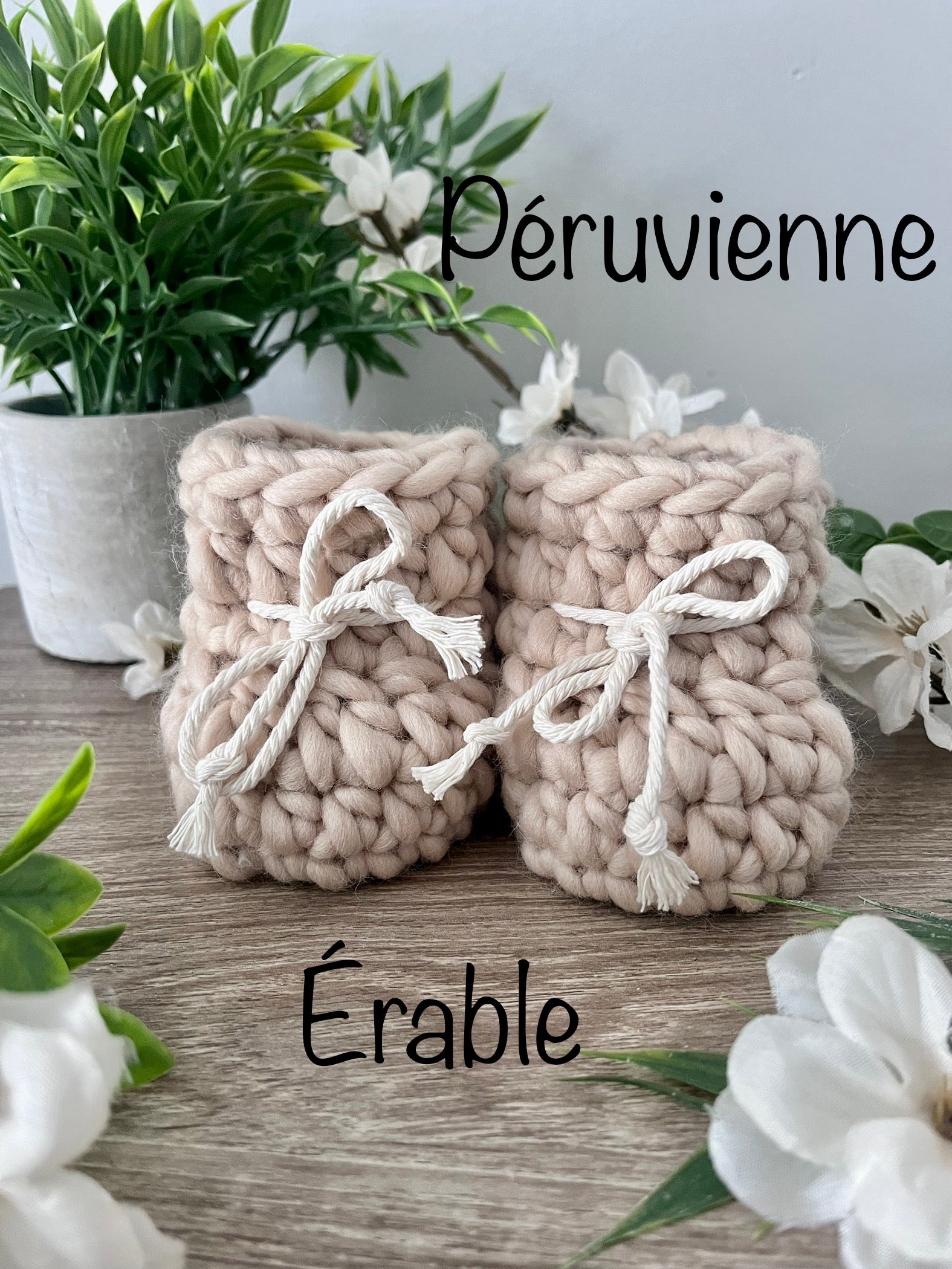 Pantoufles 2T à 6T en laine péruvienne