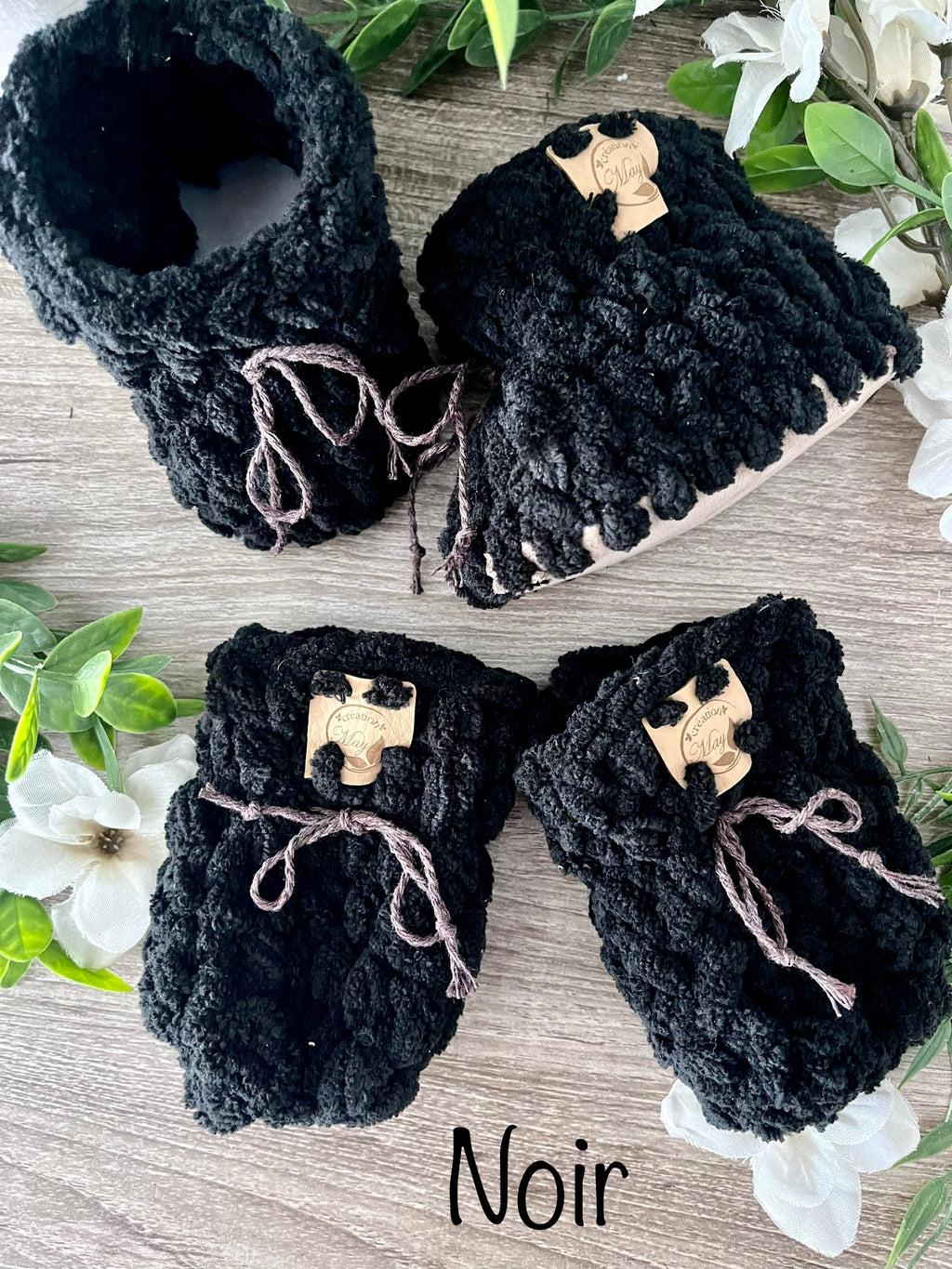Duo pantoufles et mitaines pour BÉBÉ en polyester AVEC FOURRURE