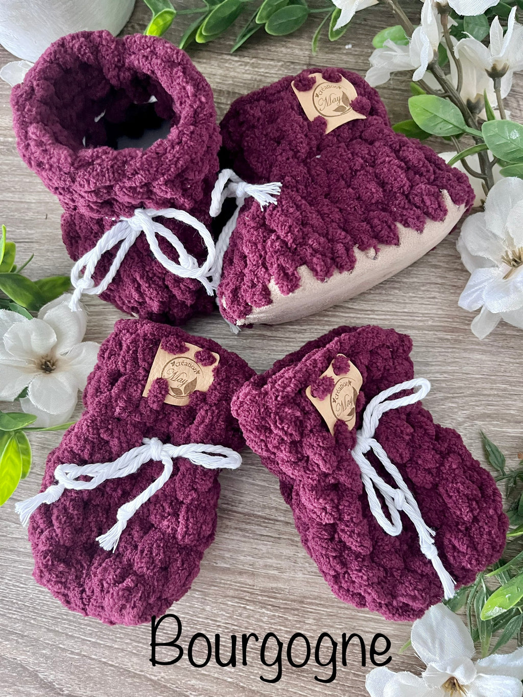 Duo pantoufles et mitaines pour BÉBÉ en polyester AVEC FOURRURE