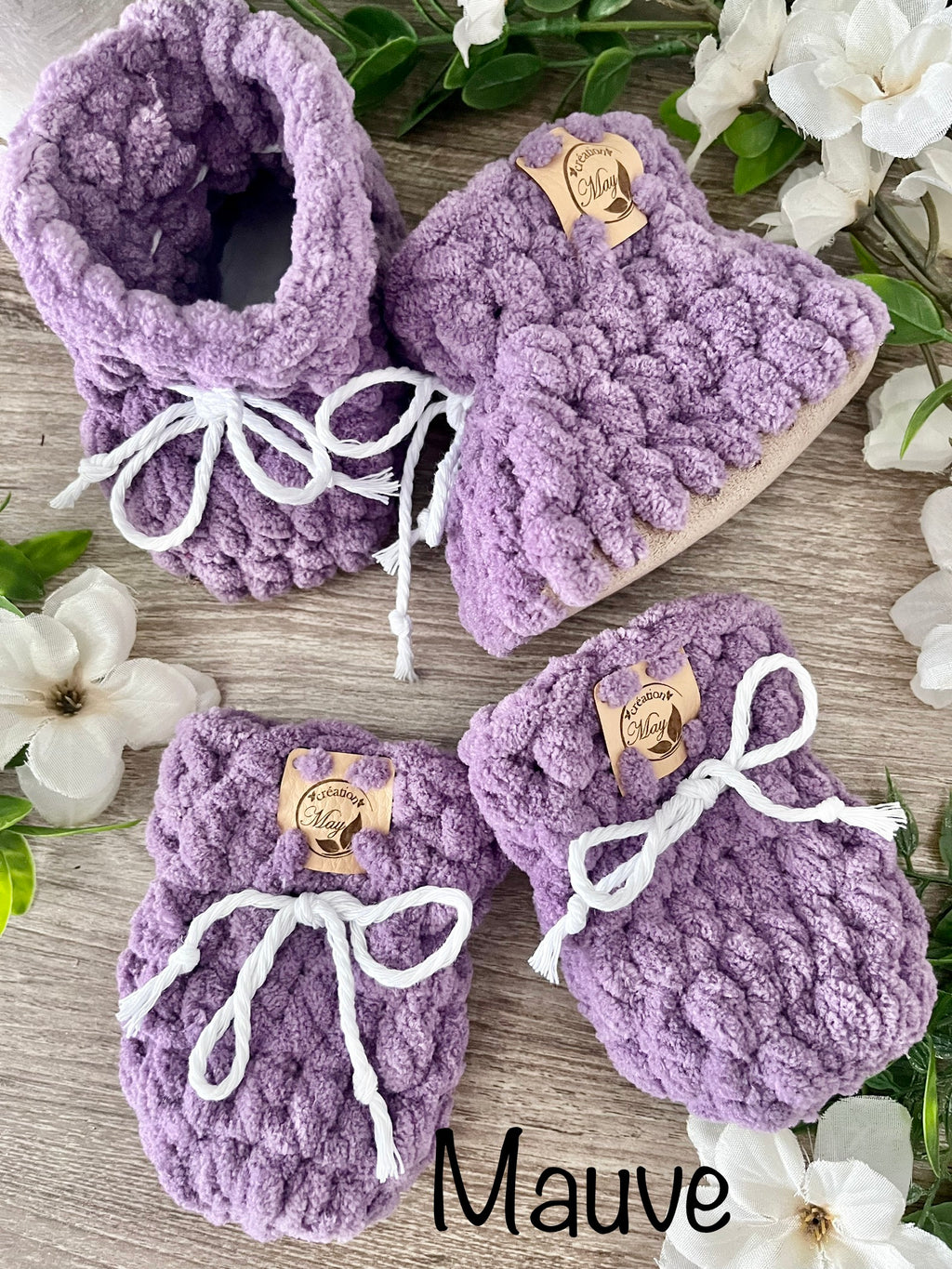 Duo pantoufles et mitaines pour BÉBÉ en polyester AVEC FOURRURE