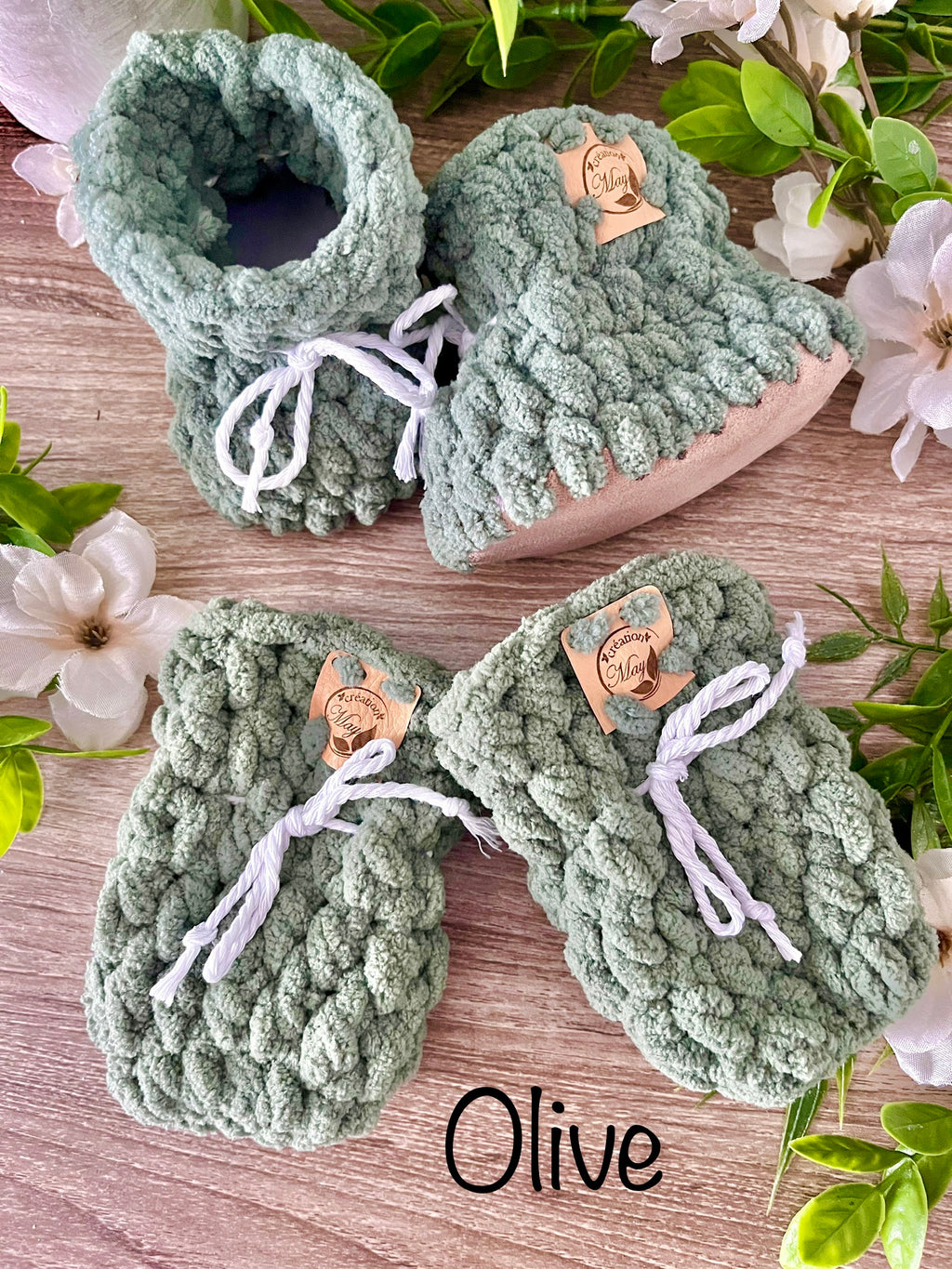 Duo pantoufles et mitaines pour BÉBÉ en polyester AVEC FOURRURE