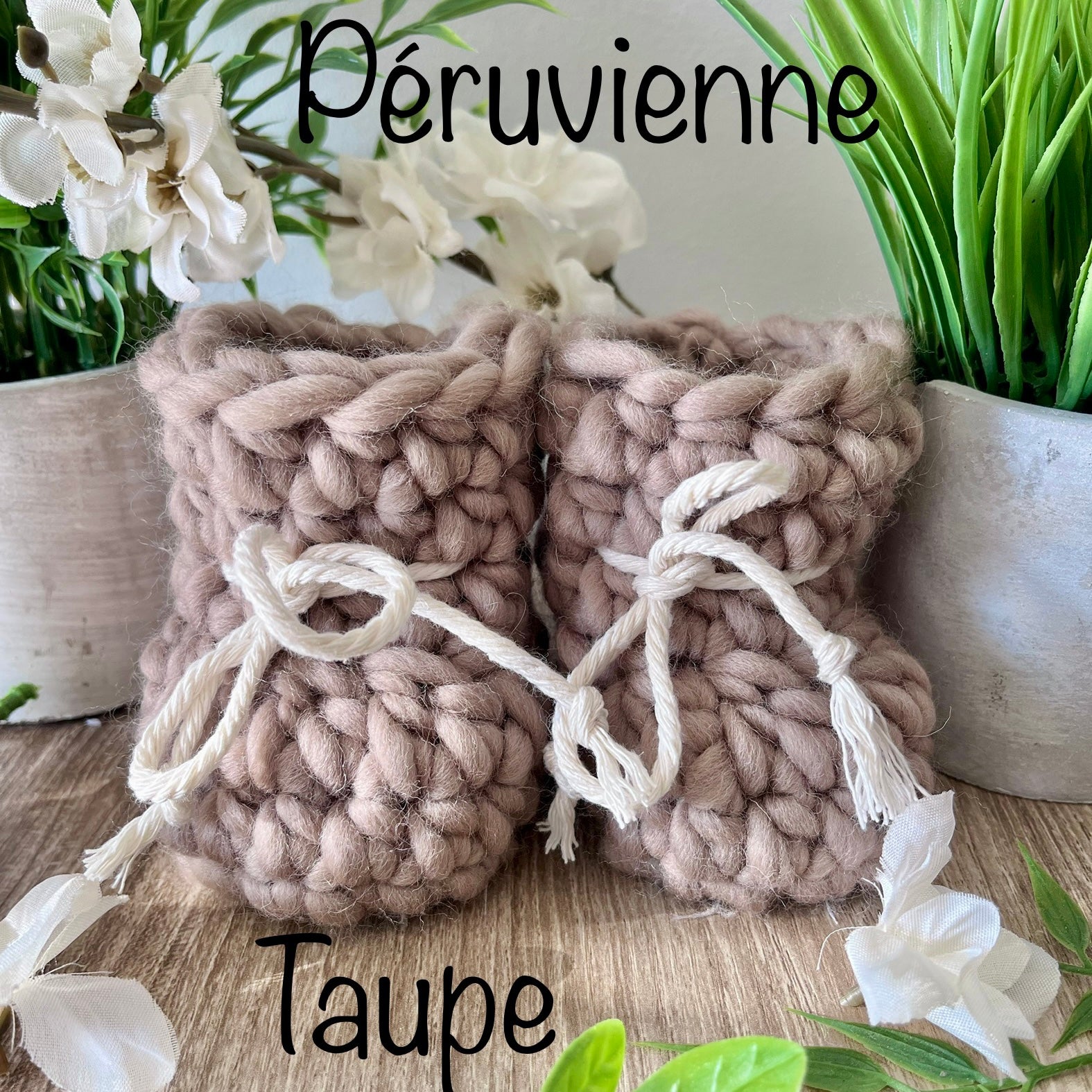 Pantoufles 2T à 6T en laine péruvienne