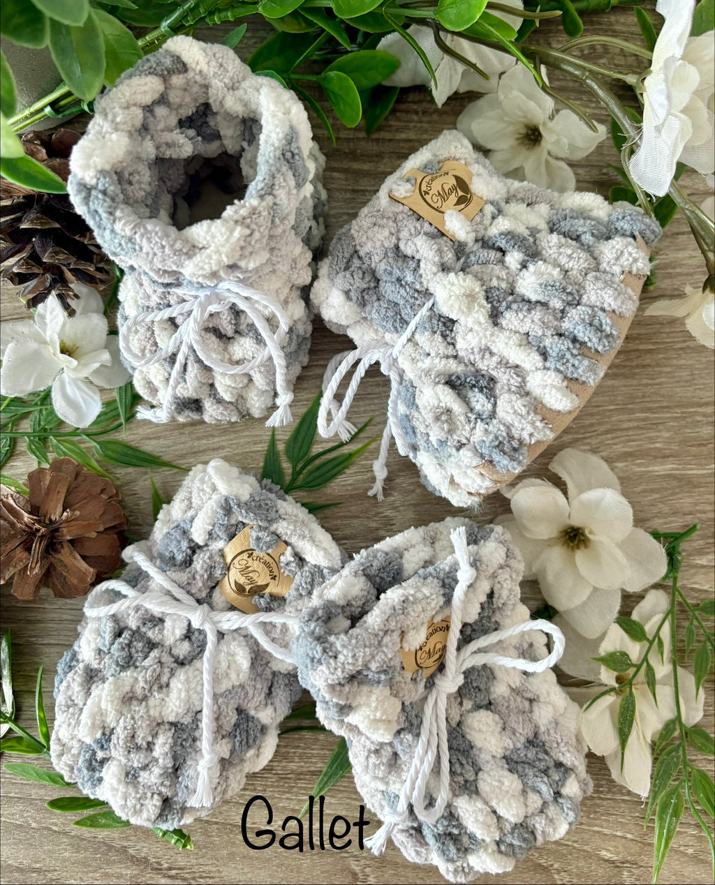 Duo pantoufles et mitaines pour BÉBÉ en polyester AVEC FOURRURE