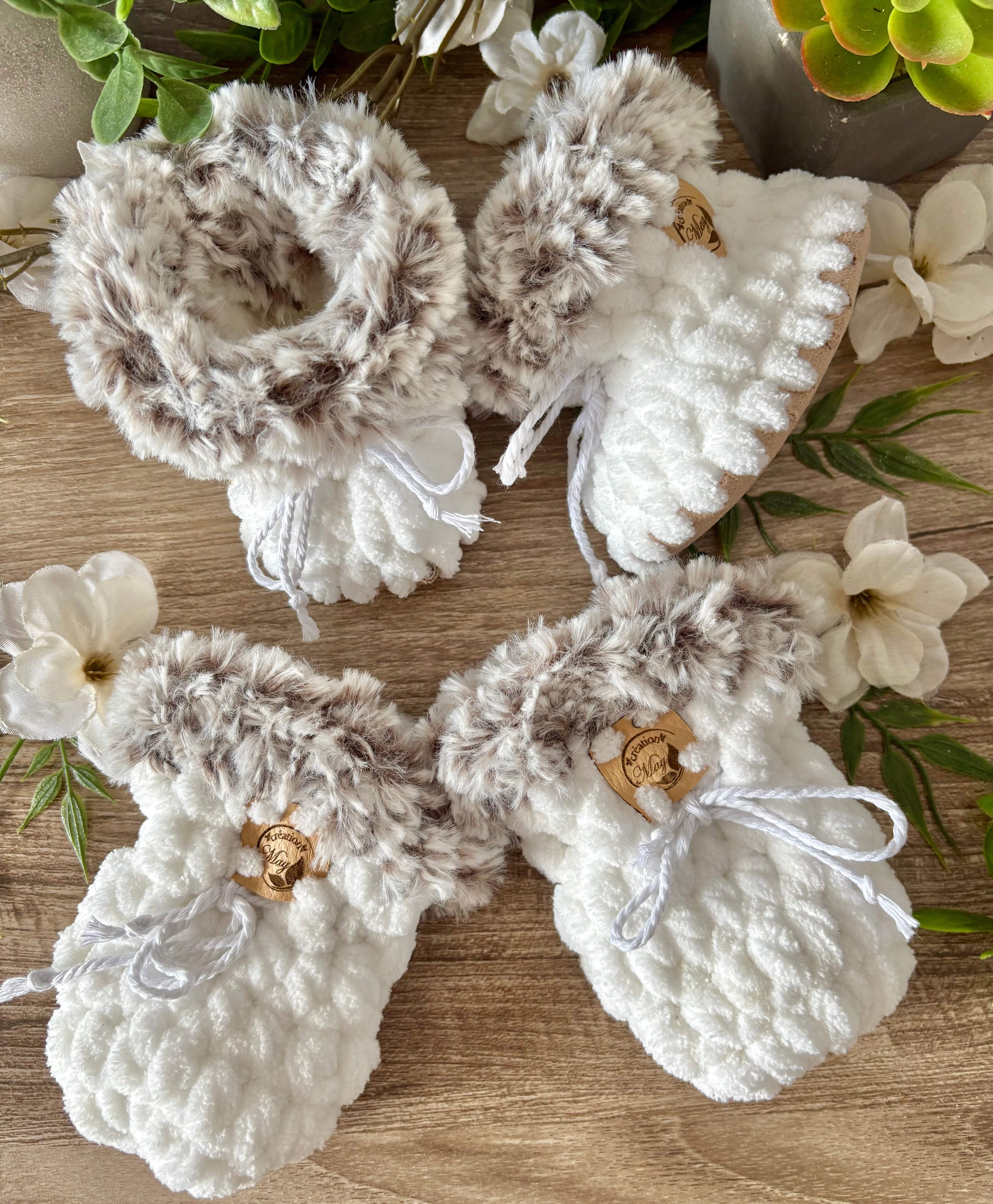 Duo pantoufles et mitaines pour BÉBÉ en polyester AVEC FOURRURE