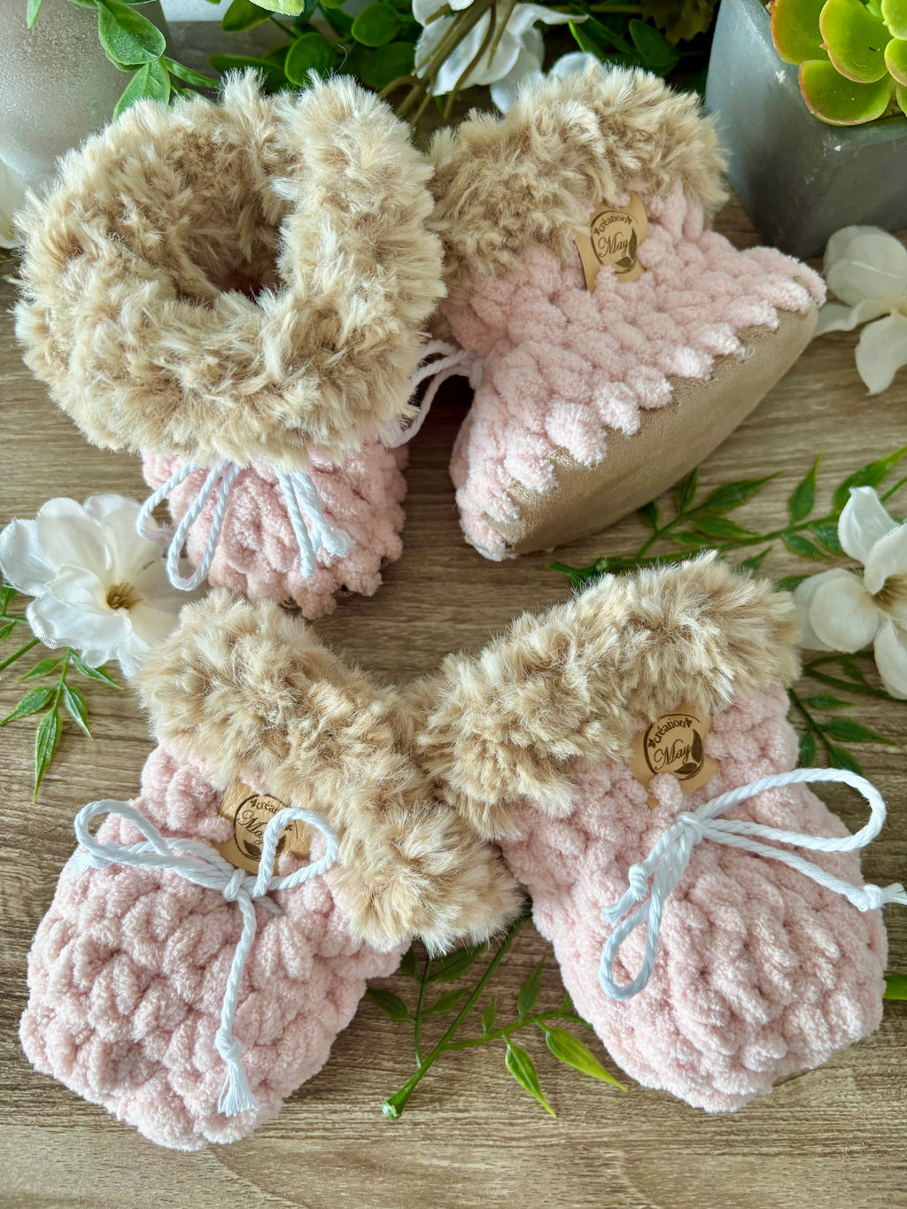 Duo pantoufles et mitaines pour BÉBÉ en polyester AVEC FOURRURE