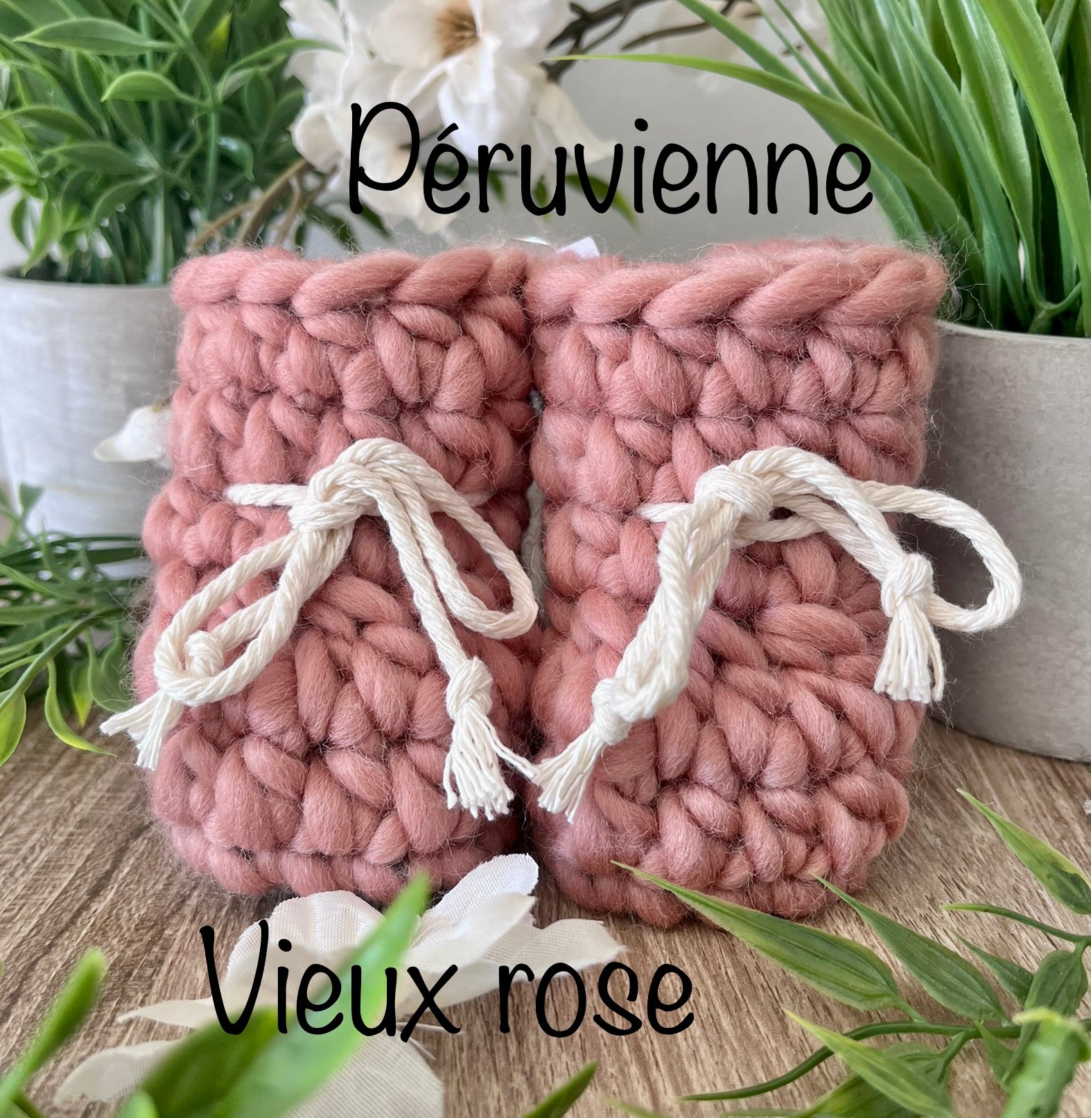 Pantoufles 2T à 6T en laine péruvienne