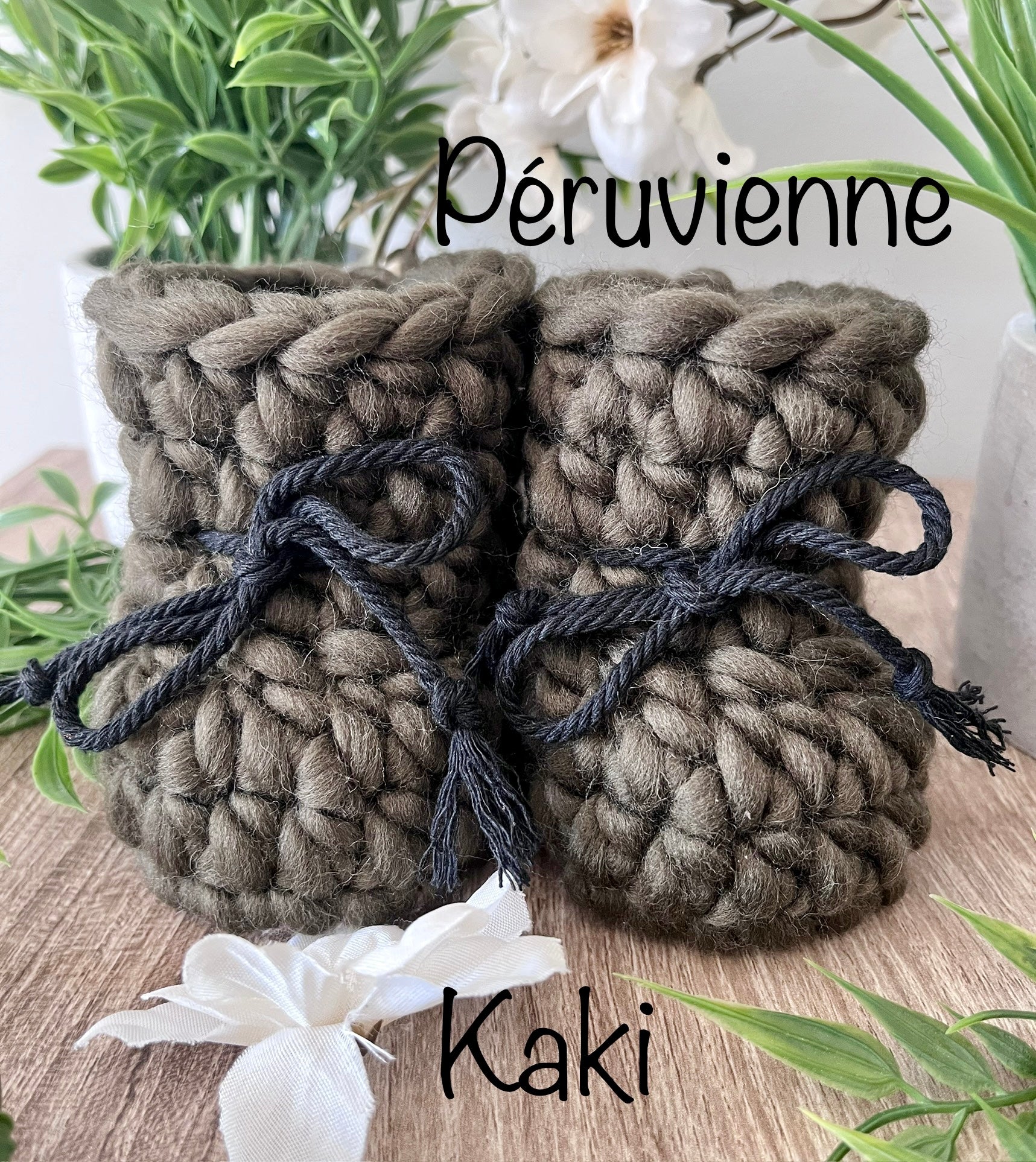 Pantoufles 2T à 6T en laine péruvienne