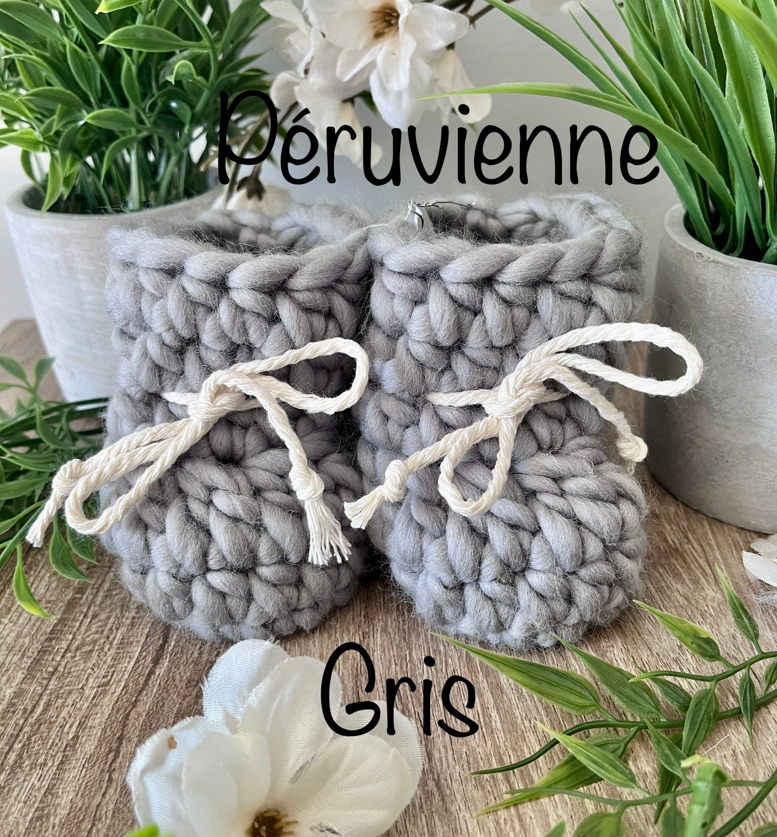 Pantoufles 2T à 6T en laine péruvienne